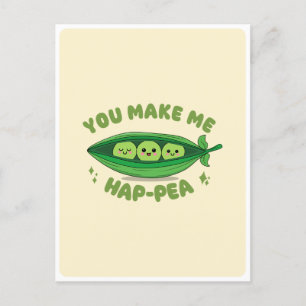 Schattigee Kawaii Green Peas Veggie Food Pun Love  Briefkaart