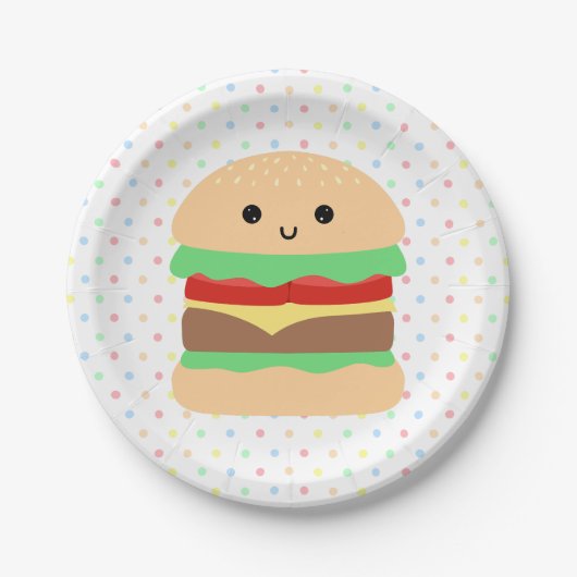 Schattigee Kawaii Hamburger Papieren Bordje (Voorkant)