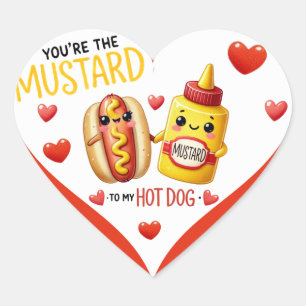 Schattigee Kawaii hotdogs en mosterd Hart Sticker