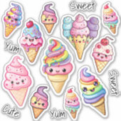 Schattigee Kawaii Ice Cream Kinder Sticker (Voorkant)