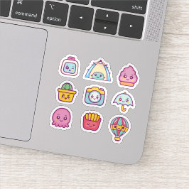 Schattigee kawaii icon sticker set