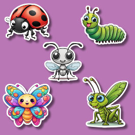 Schattigee Kawaii Insect Set Waterdicht Sticker