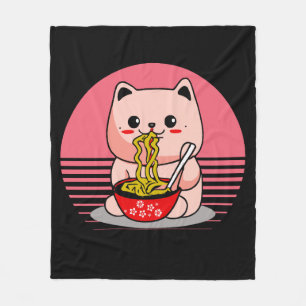 Schattigee Kawaii kat eten ramen Fleece Deken