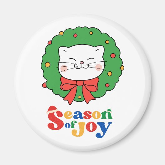 Schattigee Kawaii Kat Kerstkrans Seizoen van Joy Magneet (Voorkant)