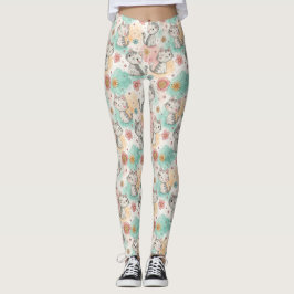 Schattigee kawaii katten kat pastel kleuren patroo leggings