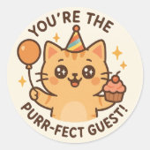 Schattigee kawaii kattenfeest dank u ronde sticker (Voorkant)