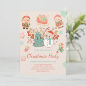 Schattigee Kawaii kerstfeest uitnodiging (Staand voorkant)