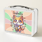 Schattigee Kawaii Kitten met Bubble Tea Gepersonal (Achterkant)