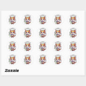 Schattigee Kawaii Kitten met Bubble Tea Gepersonal Ronde Sticker (Vel)