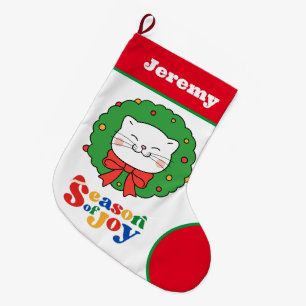 Schattigee Kawaii Kitty Kat Kerstseizoen van Joy Grote Kerstsok