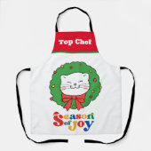 Schattigee Kawaii Kitty Kat Kerstseizoen van Joy Schort (Voorkant)