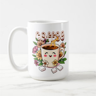 Schattigee Kawaii Koffie en Bloemen Koffiemok