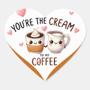 Schattigee Kawaii koffie en room Hart Sticker