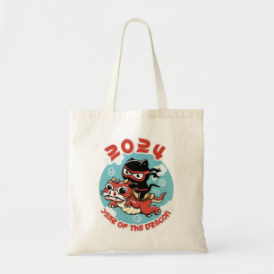 Schattigee Kawaii kunst 2024 Jaar van de Draak Tote Bag