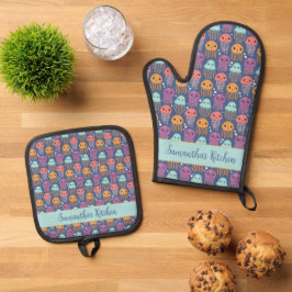 Schattigee Kawaii kwal gepersonaliseerd Ovenwant & Pannenlap Set