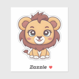 Schattigee Kawaii Lion Schattig Animal Design voor Sticker