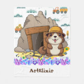 Schattigee Kawaii Miner Dier Gopher Modern Print Fleece Deken (Voorkant)