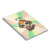 Schattigee Kawaii Monkey met Bubble Tea Gepersonal Notitieboek (Rechterzijde)
