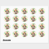 Schattigee Kawaii Monkey met Bubble Tea Gepersonal Ronde Sticker (Vel)
