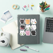 Schattigee Kawaii Multicolor Bloemen Kat Sticker S (iPad Cover)