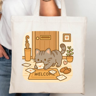 Schattigee Kawaii Naughty Cat speelt met letters Tote Bag
