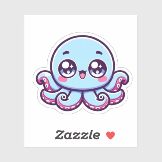 Schattigee Kawaii Octopus Custom-Cut Vinyl Sticker (Vel)