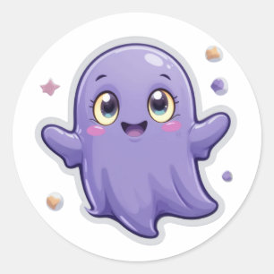 Schattigee Kawaii Paarse Geest Sticker - Happy Hal