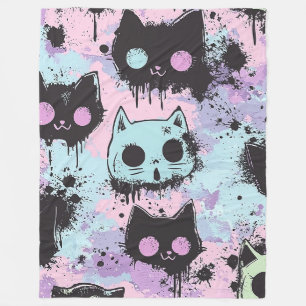 Schattigee Kawaii Pastel Gothic Patchwork Creepy C Fleece Deken