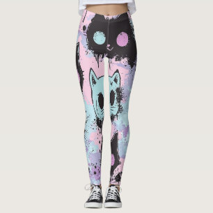 Schattigee Kawaii Pastel Gothic Patchwork Creepy C Leggings
