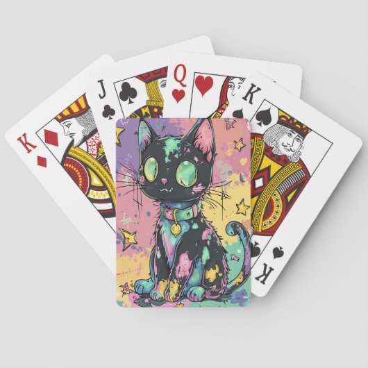 Schattigee Kawaii Pastel Gothic Patchwork Gothic C Pokerkaarten (Achterkant)