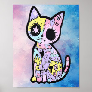 Schattigee Kawaii Pastel Gothic Patchwork Gothic C Poster