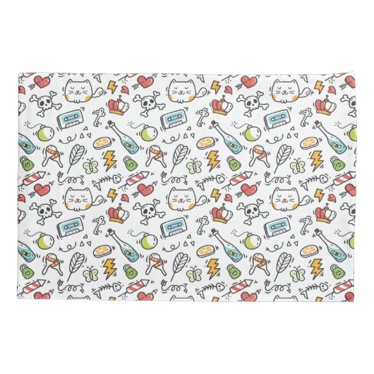 Schattigee Kawaii Pattern kussenslopen (Achterkant)