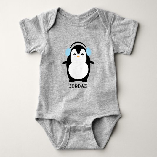 Schattigee Kawaii Pinguïn Illustratie Gepersonalis Romper (Voorkant)