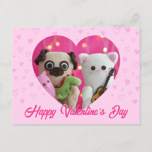 Schattigee Kawaii Pink Pastel Hearts Valentijn's D Feestdagenkaart