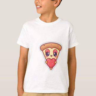 Schattigee Kawaii Pizza Slice met een hart T-shirt