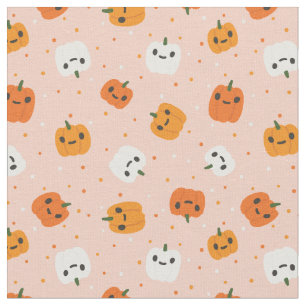 Schattigee Kawaii pompoen gezichten patroon Stof