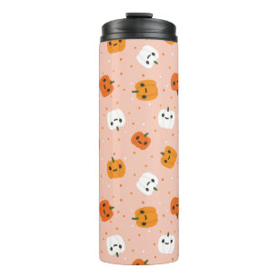 Schattigee Kawaii pompoen gezichten patroon Thermosbeker