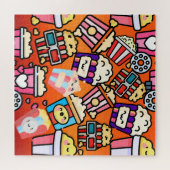 Schattigee kawaii Popcorn Legpuzzel (Horizontaal)