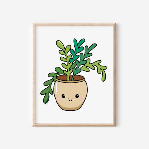 Schattigee Kawaii Potted Plant Art Poster