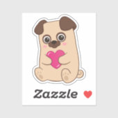Schattigee Kawaii Pug roze hart Valentijn Sticker (Vel)