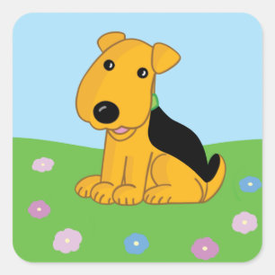 Schattigee Kawaii Puppy Dog in Field Sticker