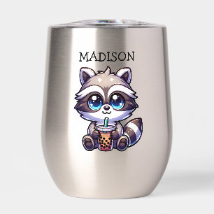 Schattigee Kawaii Raccoon met Bubble Tea Gepersona