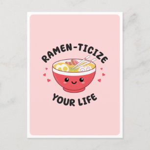 Schattigee Kawaii Ramen Aziatisch Eten Pun Romanti Briefkaart