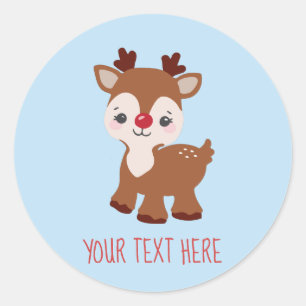 Schattigee Kawaii rendieren gepersonaliseerde Stic Ronde Sticker