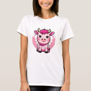 Schattigee Kawaii roze koe T-shirt