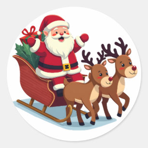 Schattigee Kawaii Santa Claus Santa op slee met Re Ronde Sticker