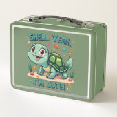 Schattigee Kawaii Schildpad met Grappige Pun Ocean (Achterkant)