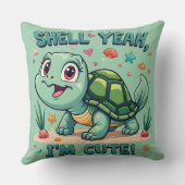 Schattigee Kawaii Schildpad met Grappige Pun Ocean Kussen (Achterkant)