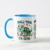 Schattigee Kawaii Schildpad met Grappige Pun Ocean Mok (Links)