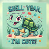 Schattigee Kawaii Schildpad met Grappige Pun Ocean Raamsticker (Vel 3)